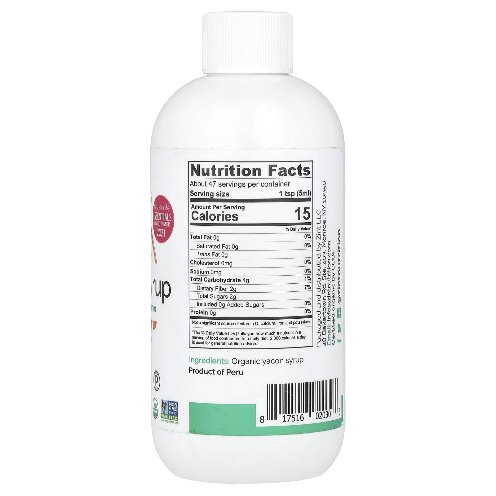 Zint, Organics, Yacon Syrup, Prebiotic Sweetener, 8 fl oz (236 ml) - Image 2