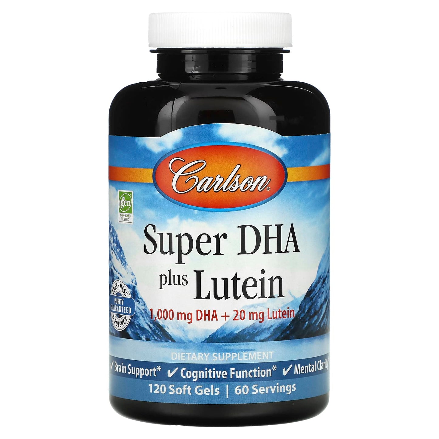 Carlson Super DHA Plus Lutein Brain Support Supplement, 120 Soft Gels - Image 1
