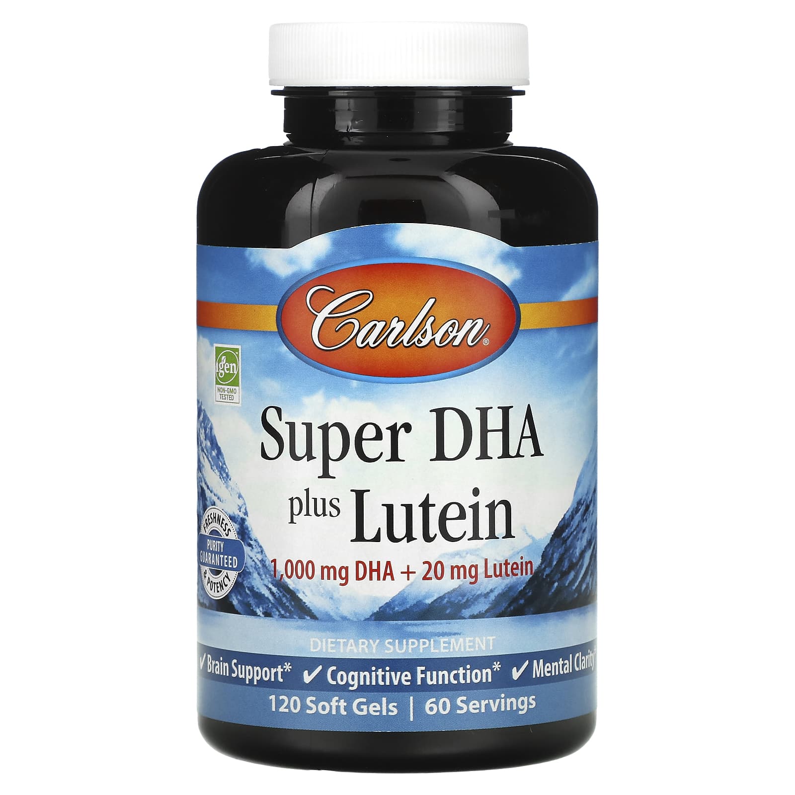 Carlson Super DHA Plus Lutein Brain Support Supplement, 120 Soft Gels - Image 1
