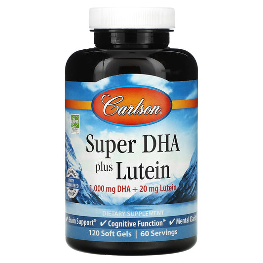 Carlson Super DHA Plus Lutein Brain Support Supplement, 120 Soft Gels - Image 1