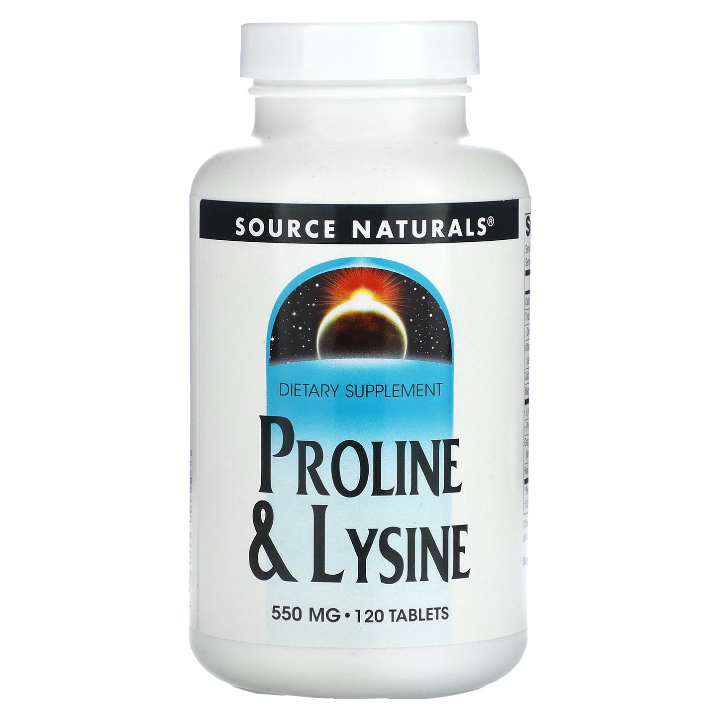 Source Naturals, Proline & L-Lysine, 550 mg, 120 Tablets - Image 1