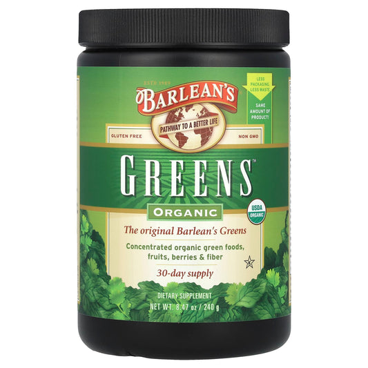 Boost Your Health with Organic Barlean's Greens Powder, 8.47 oz (240g) - Image 1