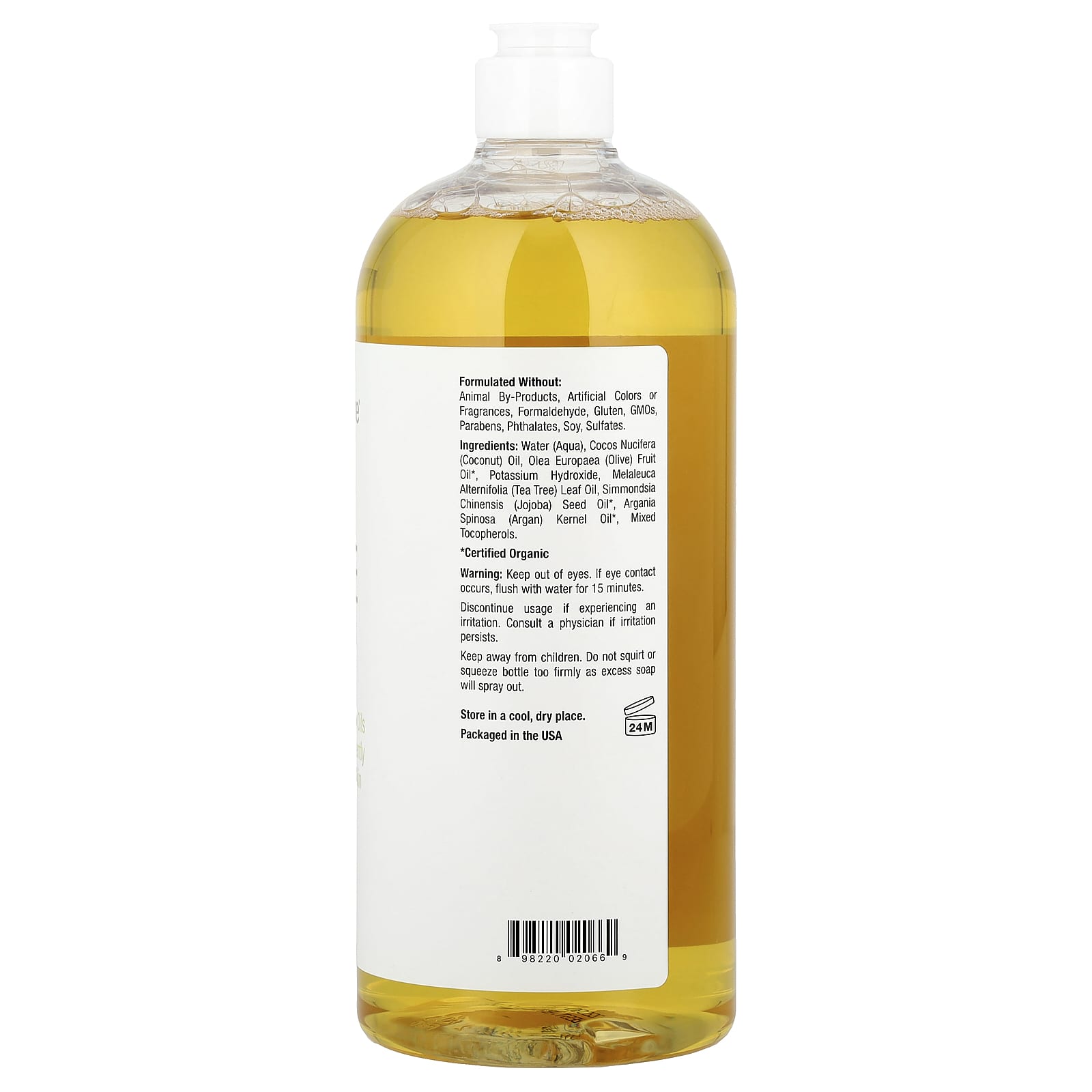 Natural Tea Tree Castile Soap for Face, Body, and Hair - 34 fl oz - Image 2
