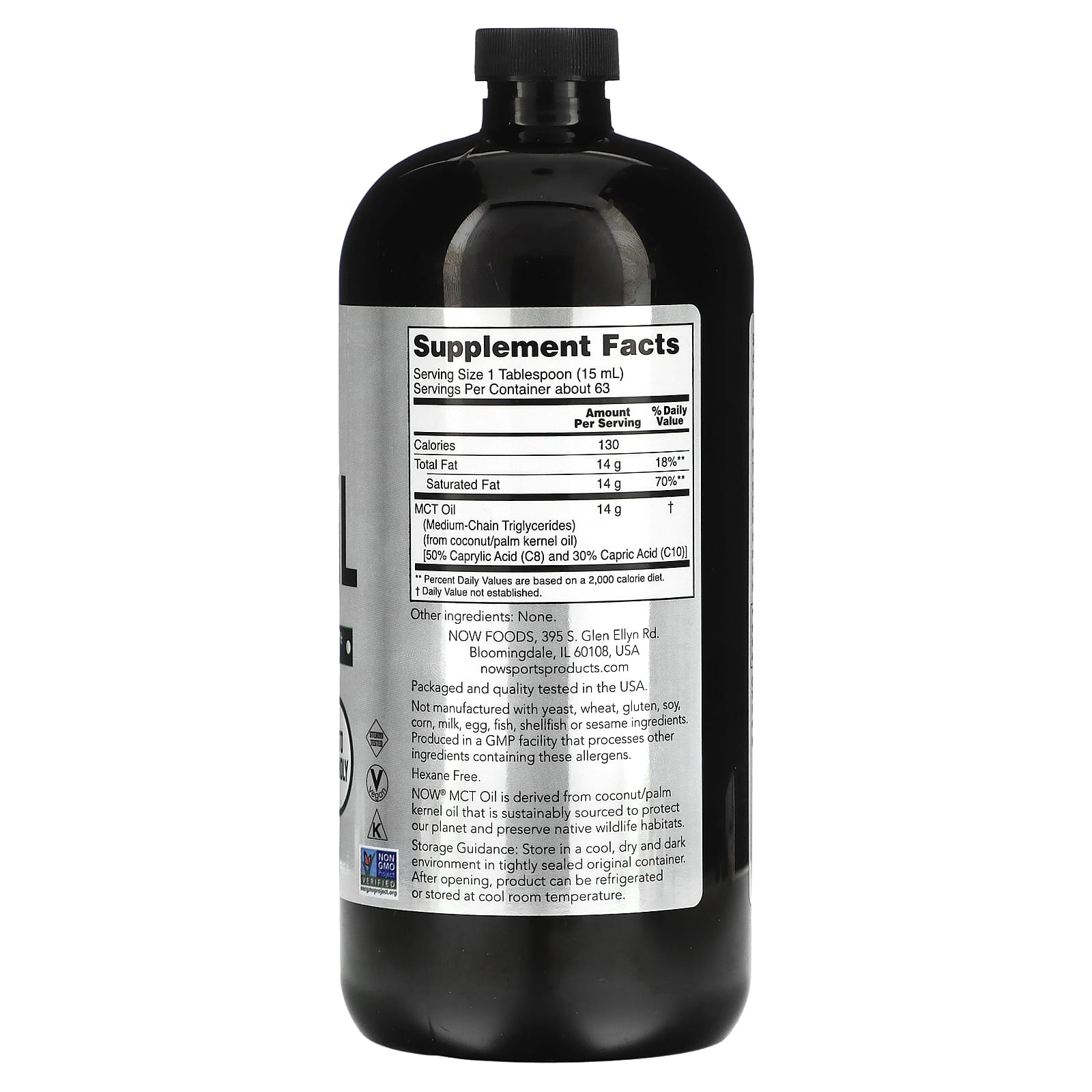 NOW Foods, Sports, MCT Oil, Unflavored, 14 g, 32 fl oz (946 ml)