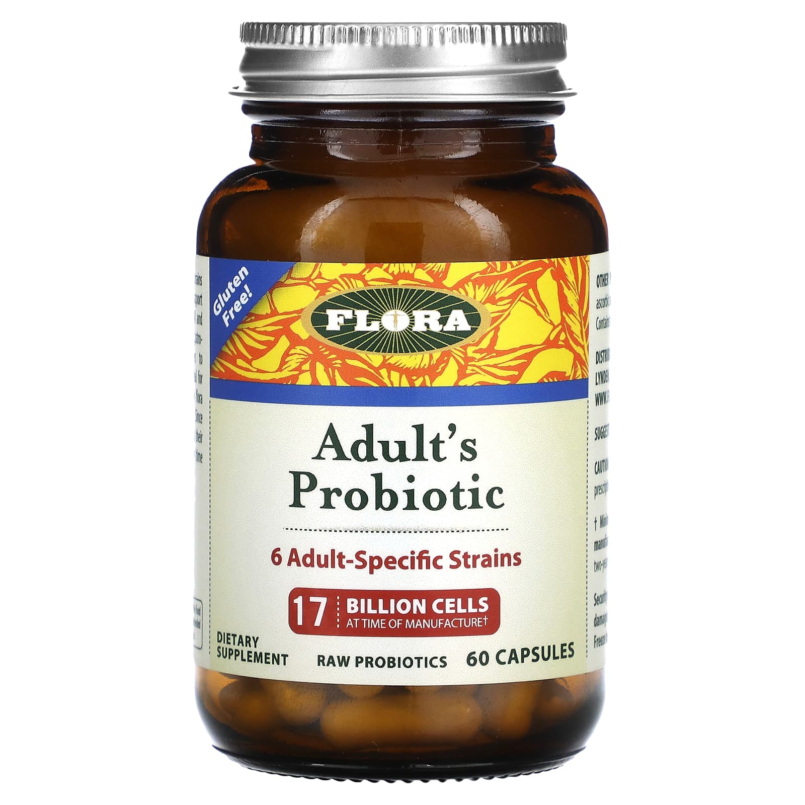 Adult's Probiotic by Flora - 17 Billion Cells, Gluten Free, 60 Capsules - Image 1