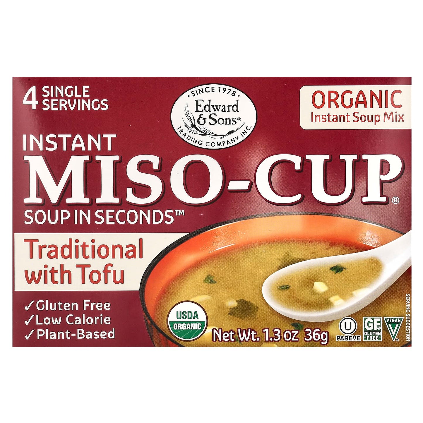 Organic Miso-Cup Traditional with Tofu, 4 Servings, Gluten Free - Image 1