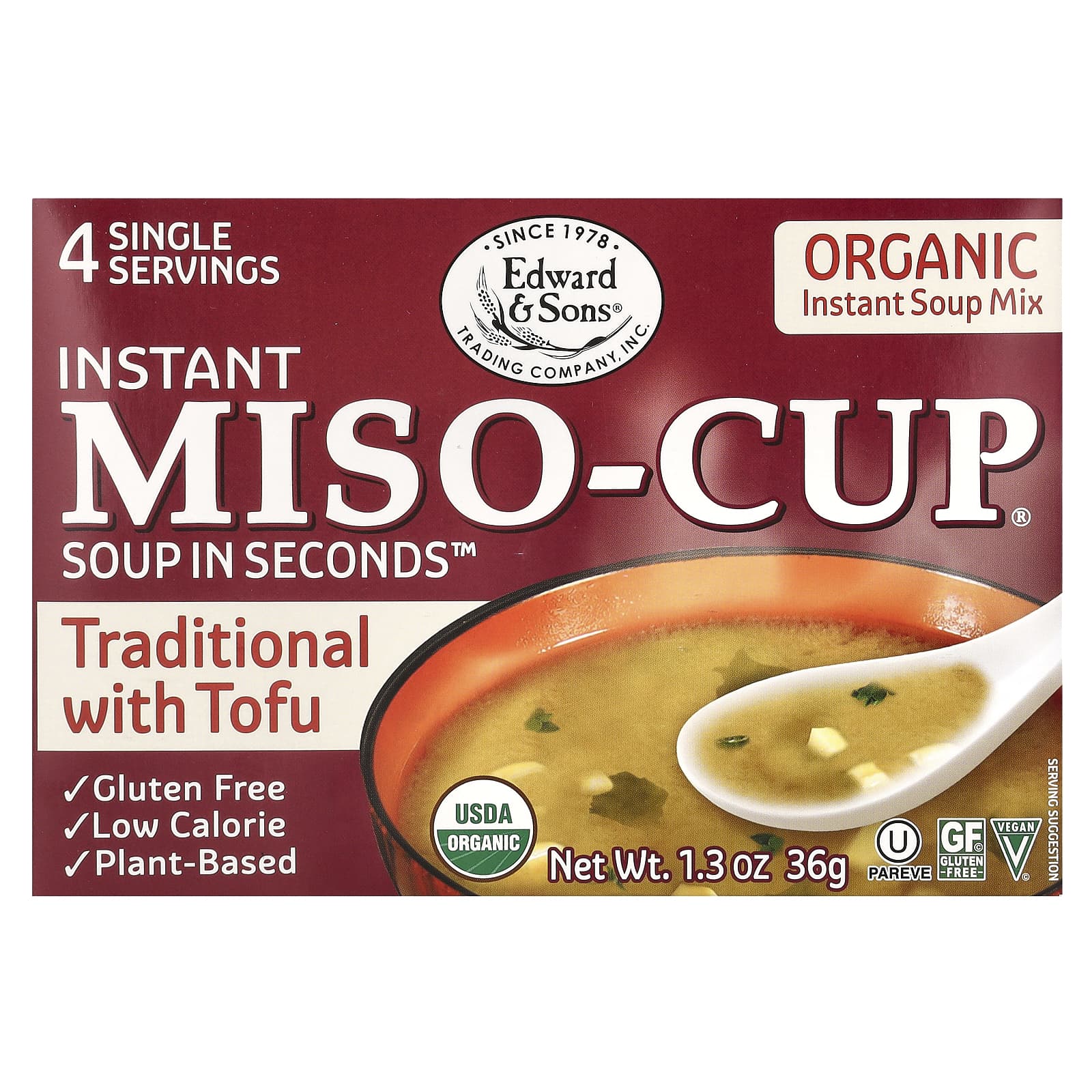 Organic Miso-Cup Traditional with Tofu, 4 Servings, Gluten Free - Image 1