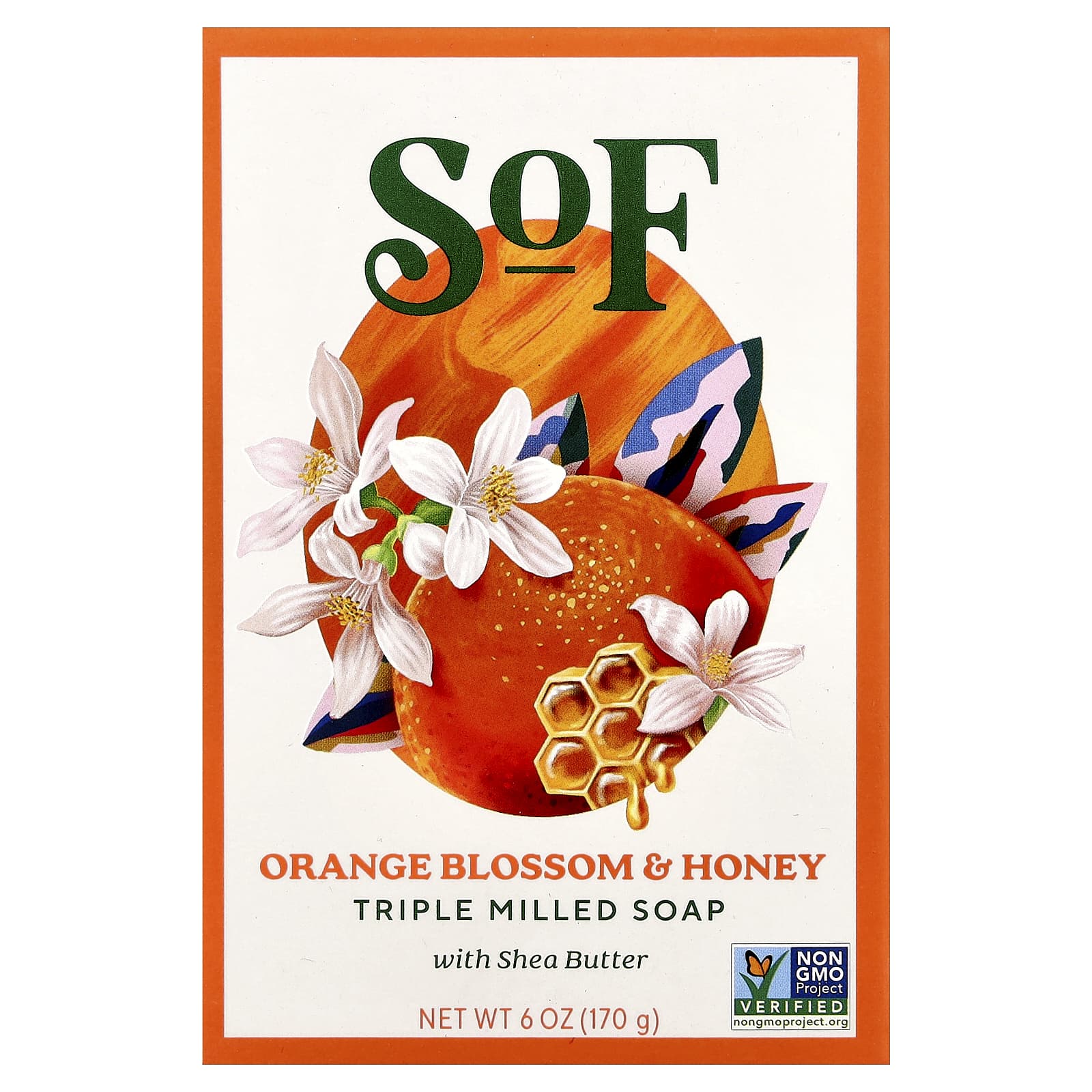 SoF, Triple Milled Bar Soap with Shea Butter, Orange Blossom & Honey, 6 oz (170 g) - Image 1