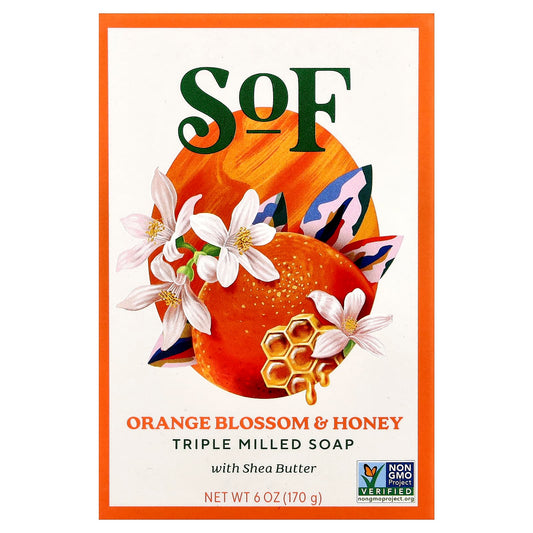 SoF, Triple Milled Bar Soap with Shea Butter, Orange Blossom & Honey, 6 oz (170 g) - Image 1