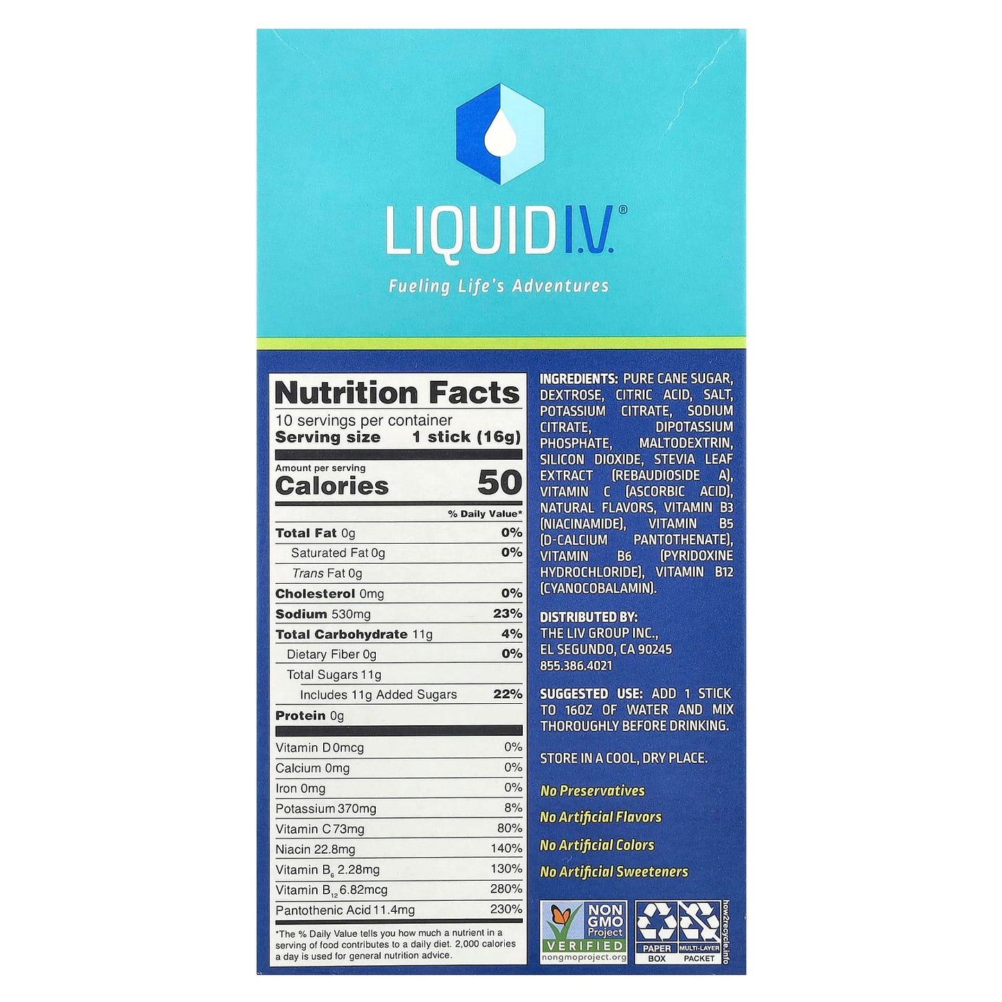 Liquid I.V., Hydration Multiplier®, Electrolyte Drink Mix, Watermelon, 10 Stick Packs, 0.56 oz (16 g) Each - Image 2