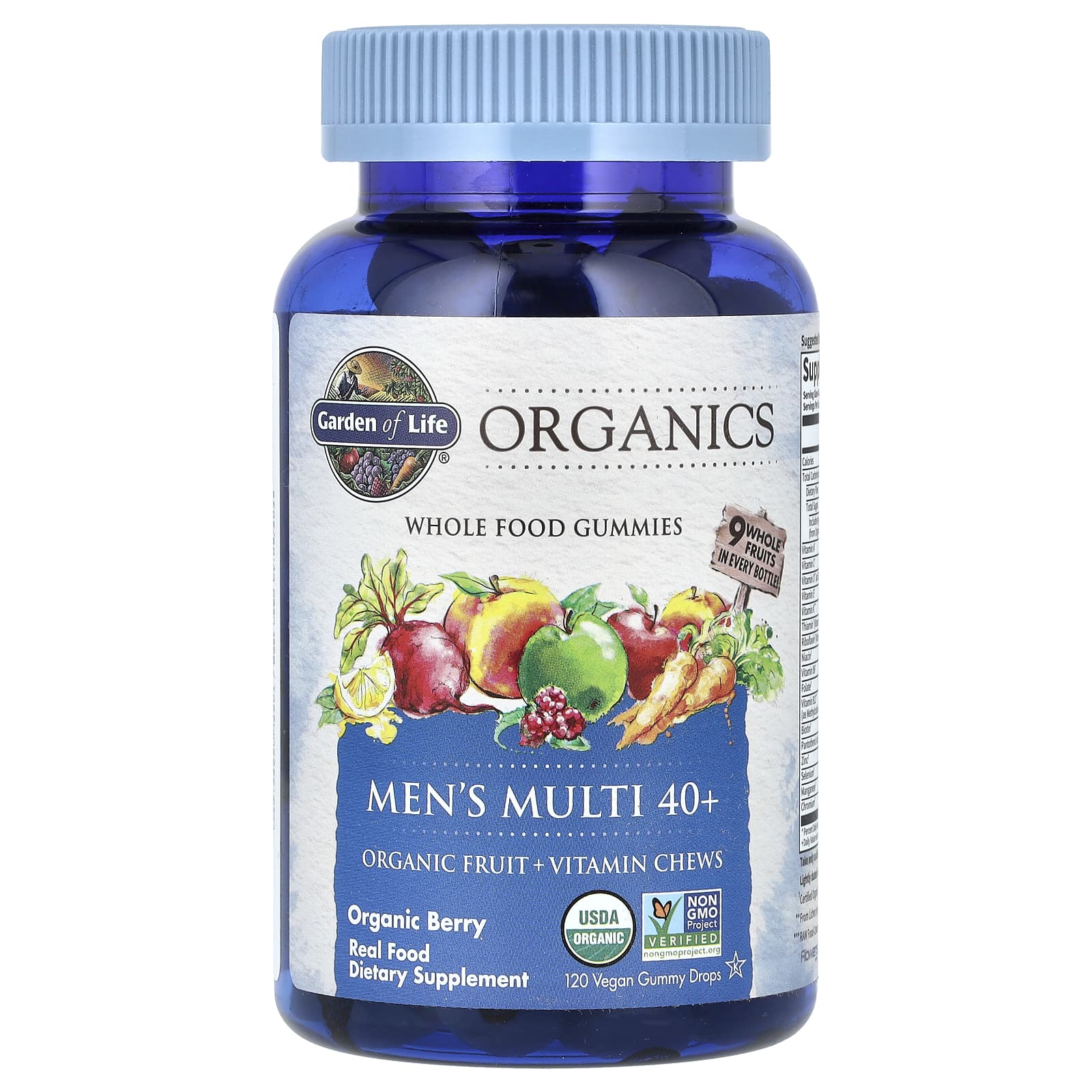 Garden of Life Men's Multi 40+, Organic Berry, Vegan Gummy Drops, USDA Organic - Image 1