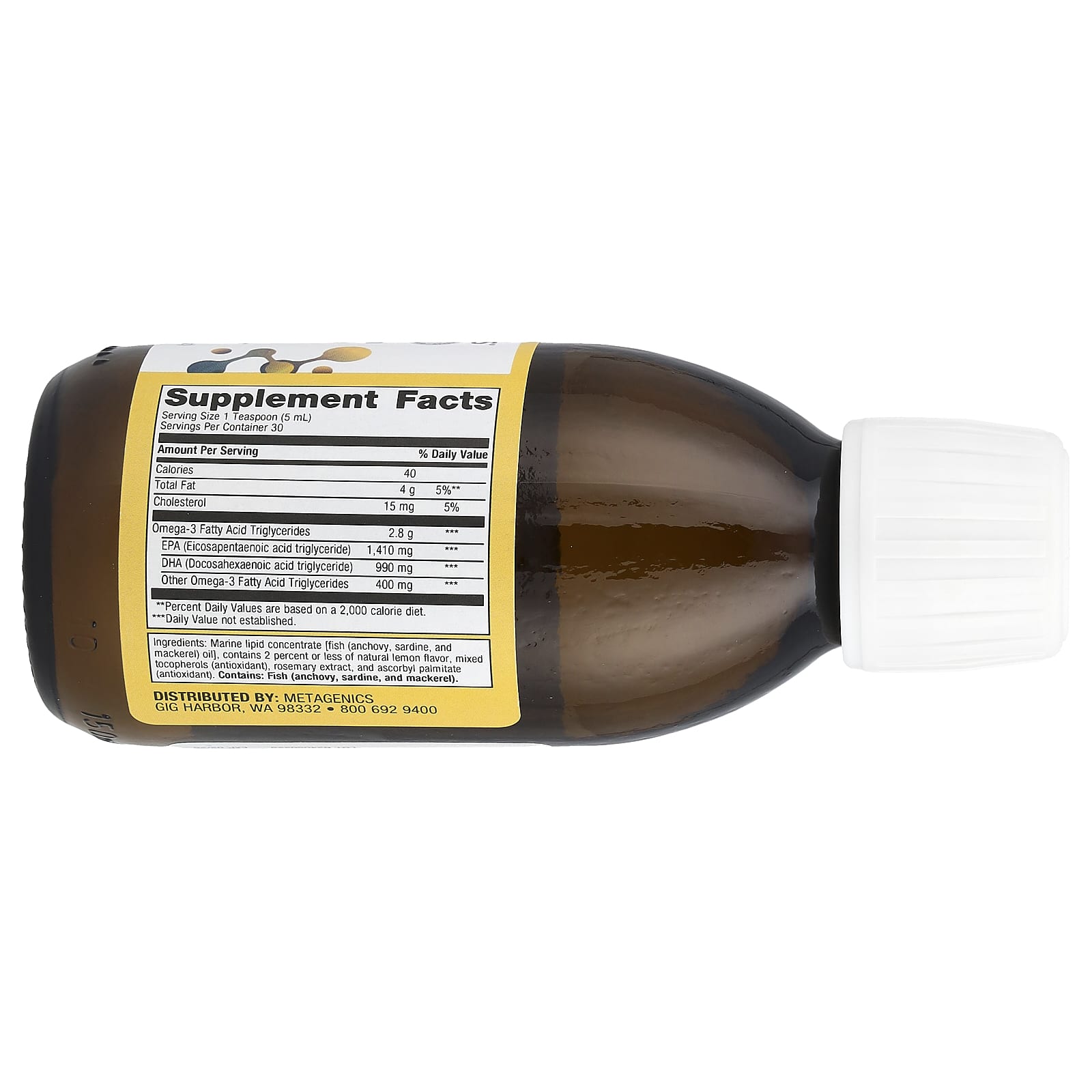 Metagenics, OmegaGenics®, Fish Oil EPA-DHA Liquid, Natural Lemon, 5 fl oz (150 ml) - Image 2