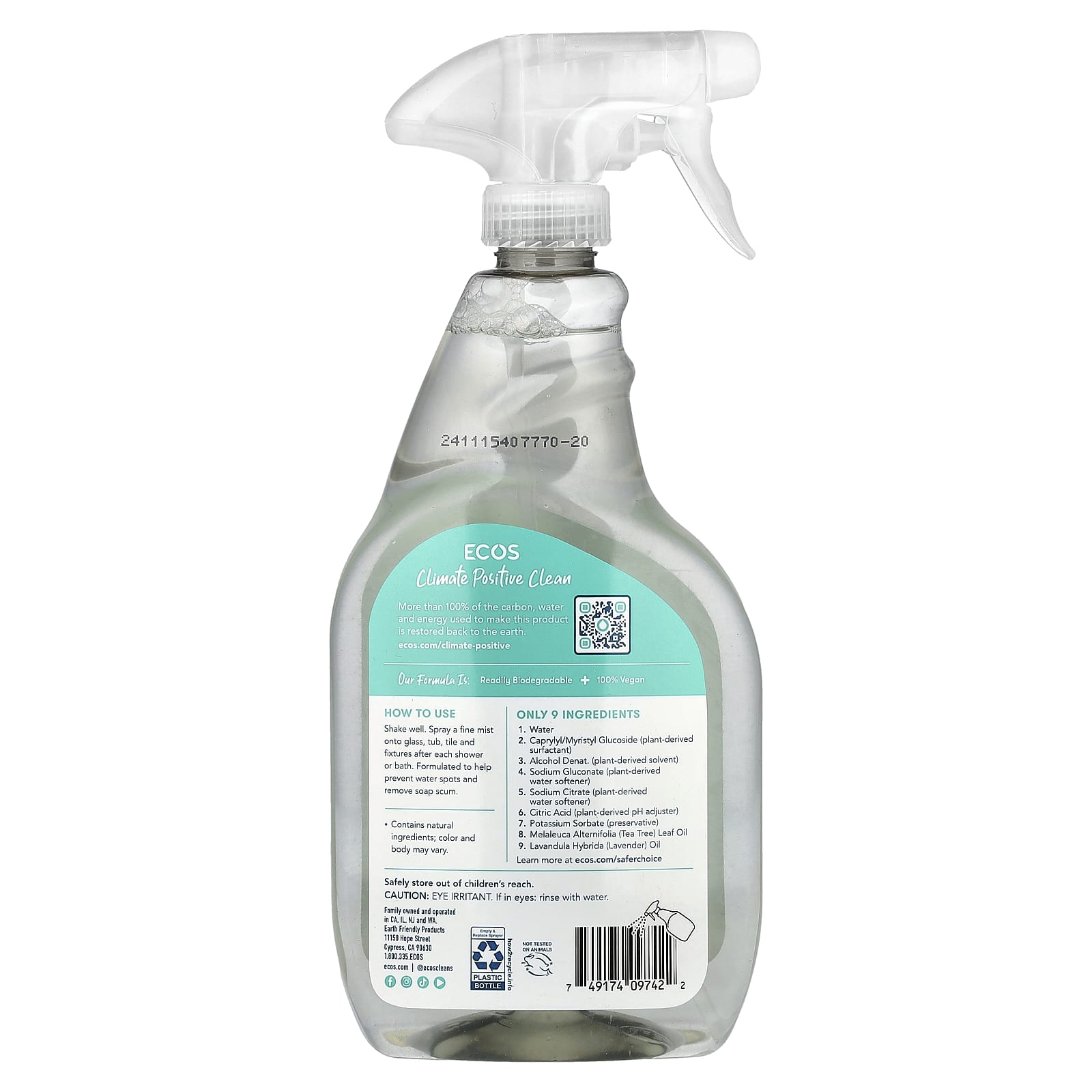 Tea Tree Bathroom Cleaner by Earth Friendly Products, Eco-Friendly & Vegan - Image 2