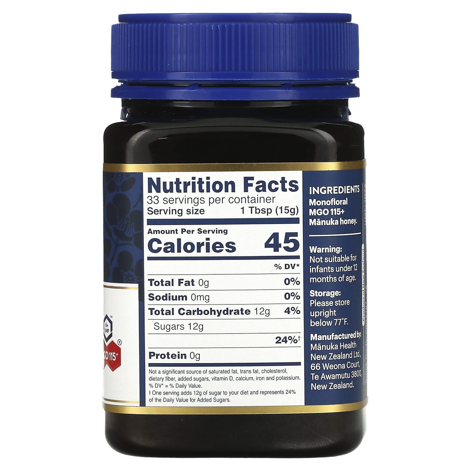 Manuka Health, Raw Manuka Honey, UMF 6+, MGO 115+, 17.6 oz (500 g) - Image 2