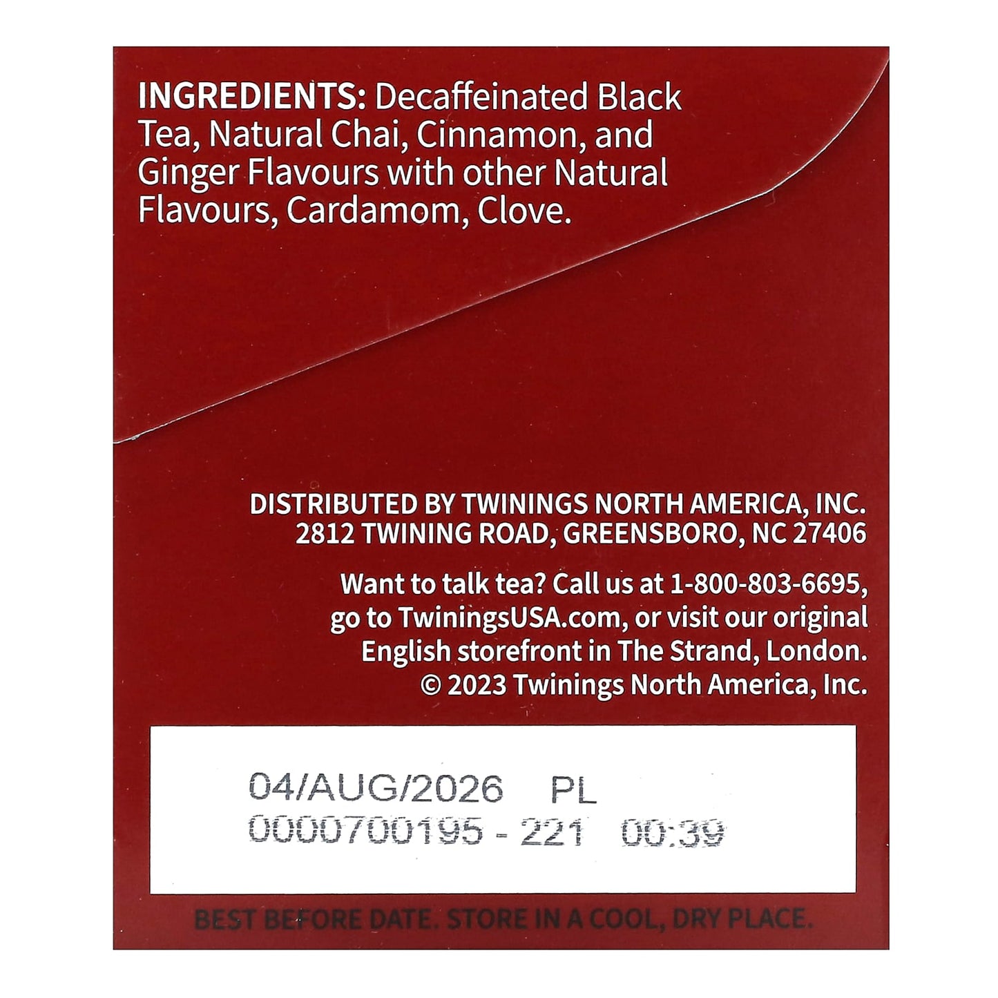Twinings, Flavored Black Tea, Chai, Decaffeinated , 20 Tea Bags, 1.41 oz (40 g) - Image 2