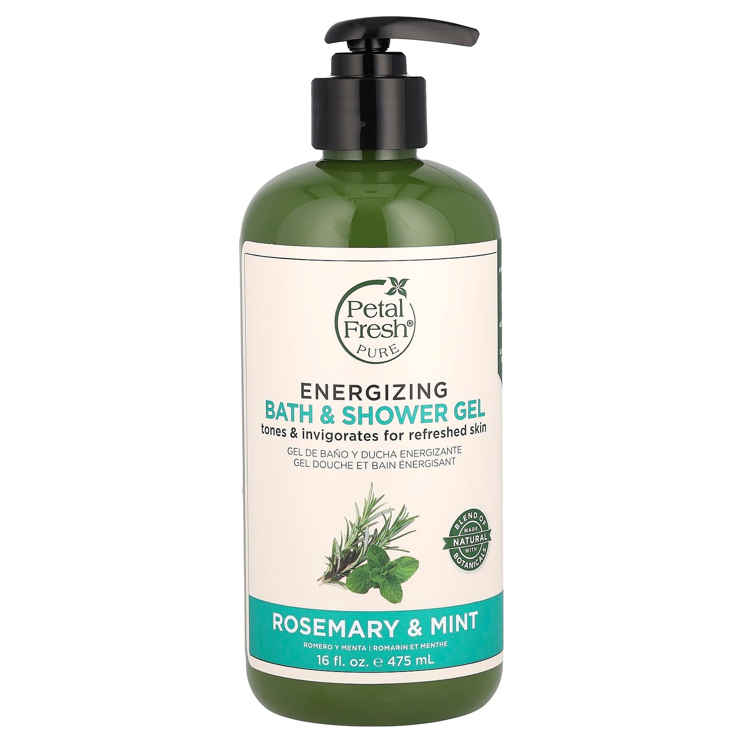 Petal Fresh, Energizing Bath & Shower Gel, Rosemary & Mint, 16 fl oz (475 ml) - Image 1