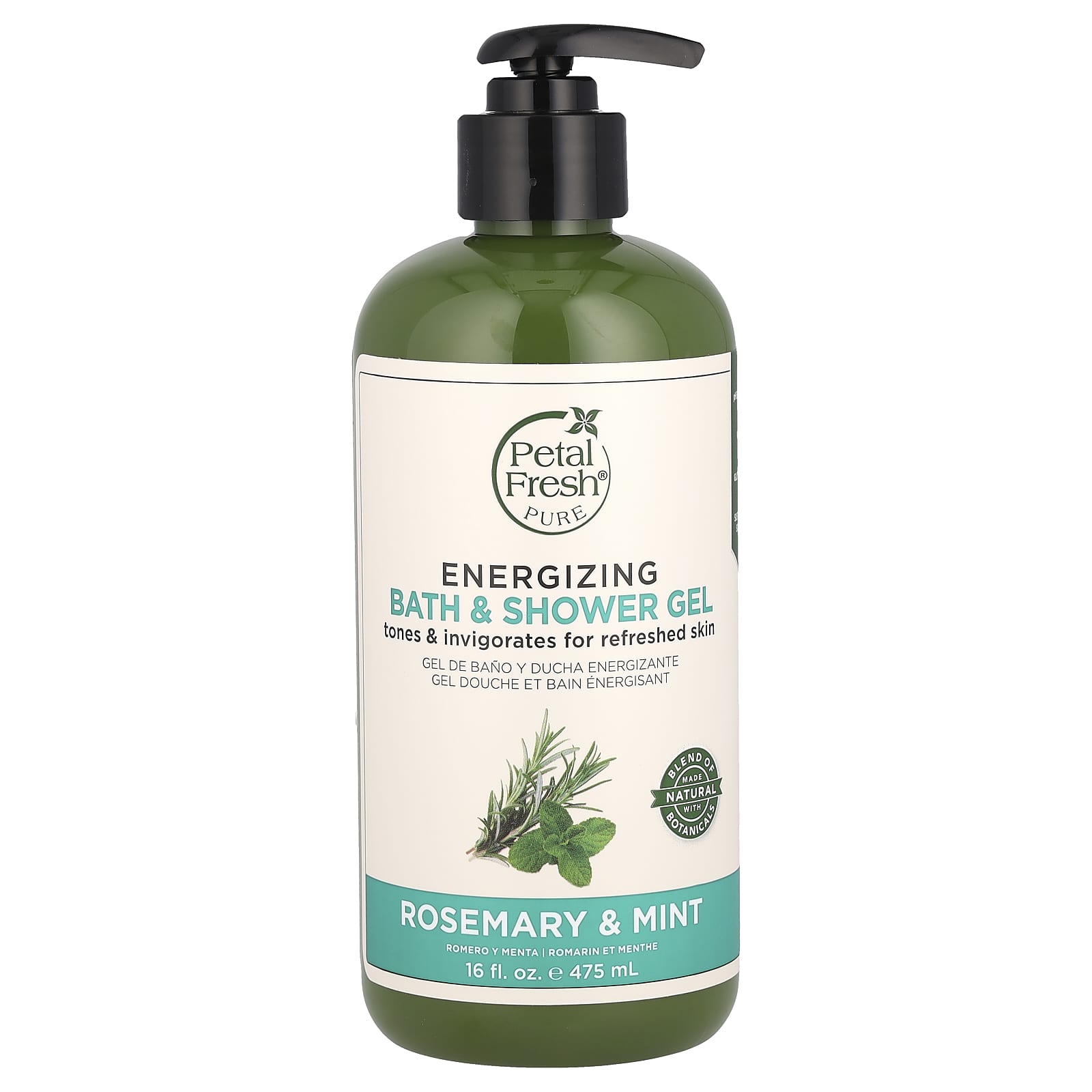 Petal Fresh, Energizing Bath & Shower Gel, Rosemary & Mint, 16 fl oz (475 ml) - Image 1