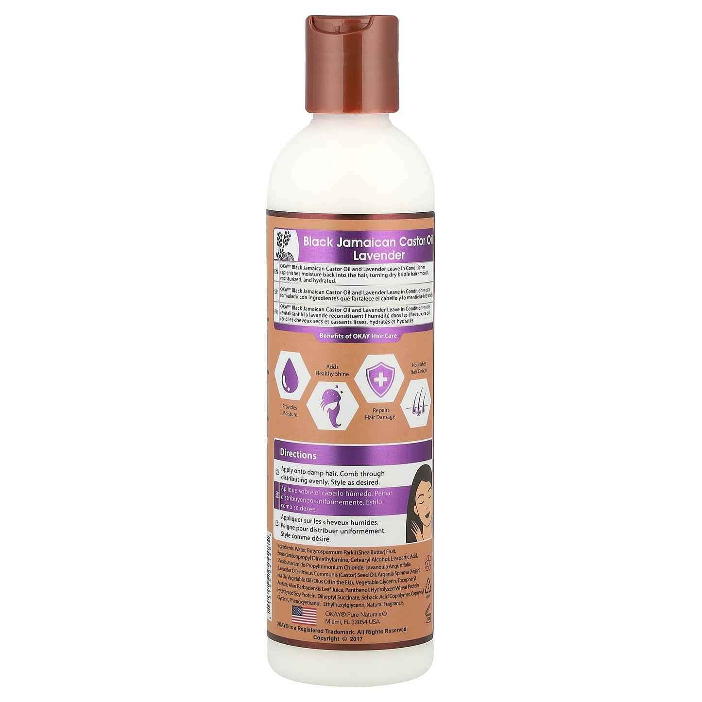 Okay Pure Naturals, Black Jamaican Castor Oil® , Leave in Conditioner, Lavender, 8 fl oz (237 ml) - Image 2