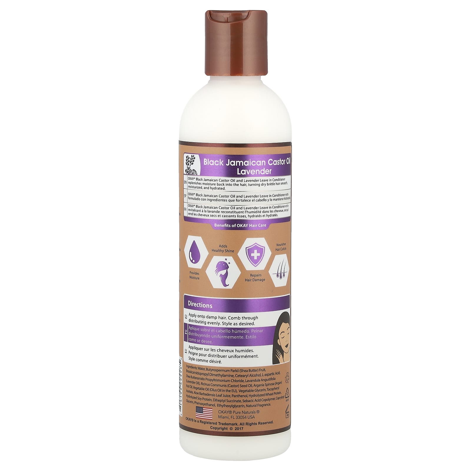 Okay Pure Naturals, Black Jamaican Castor Oil® , Leave in Conditioner, Lavender, 8 fl oz (237 ml) - Image 2