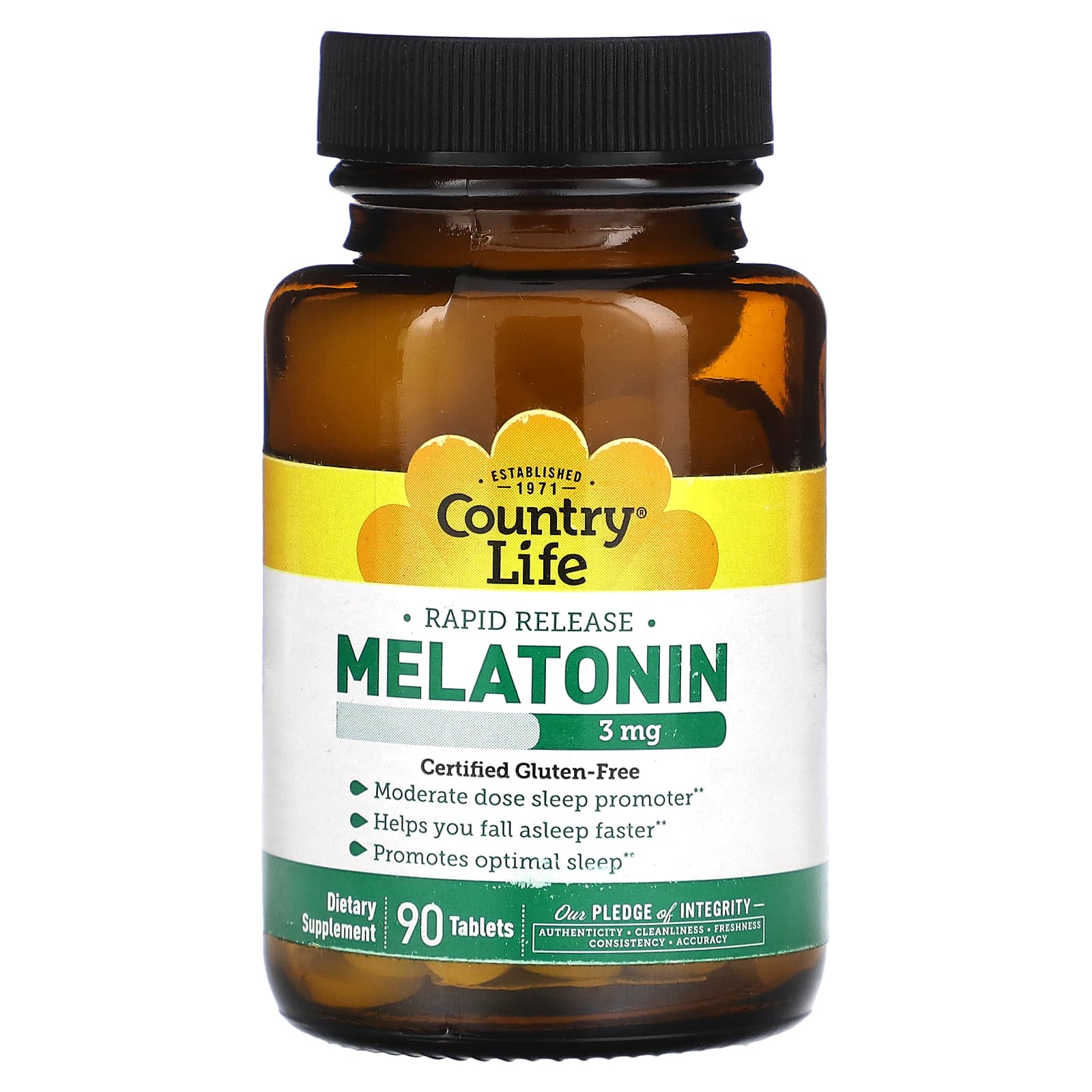 Country Life Melatonin 3mg Sleep Promoter, 90 Tablets - Image 1