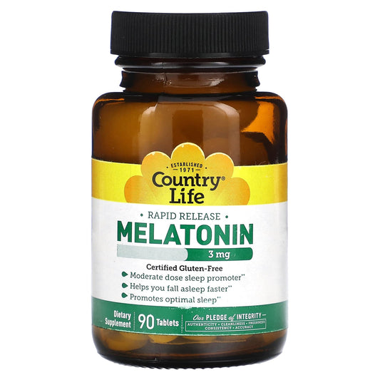 Country Life Melatonin 3mg Sleep Promoter, 90 Tablets - Image 1