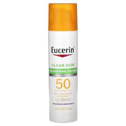 Eucerin Lightweight Sunscreen for Face, SPF 50, Fragrance Free, 2.5 fl oz - Image 1
