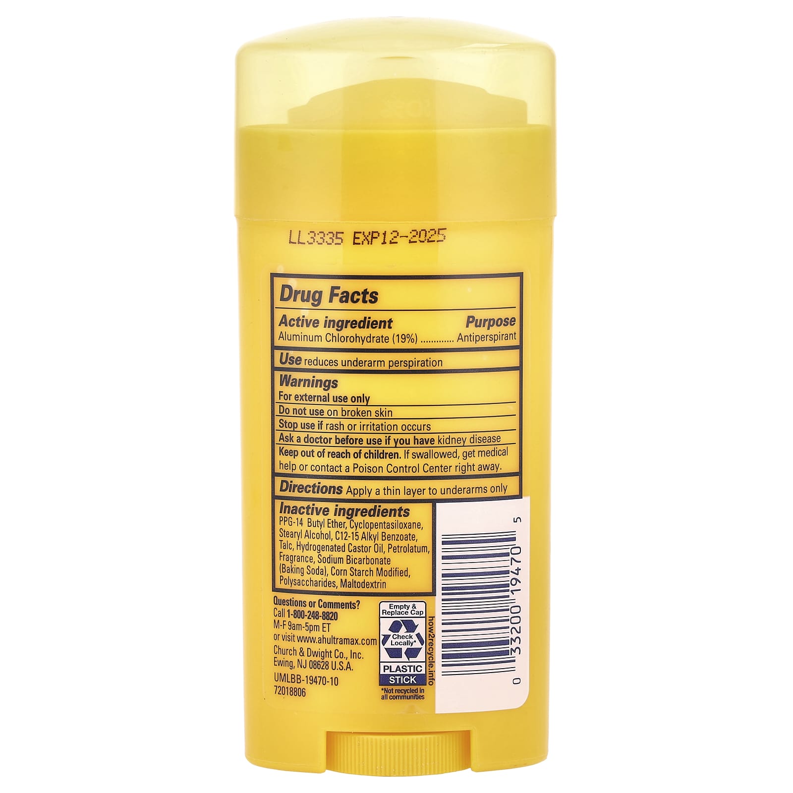 Arm & Hammer UltraMax Antiperspirant Deodorant, Solid, Powder Fresh, 2.6 oz - Image 2