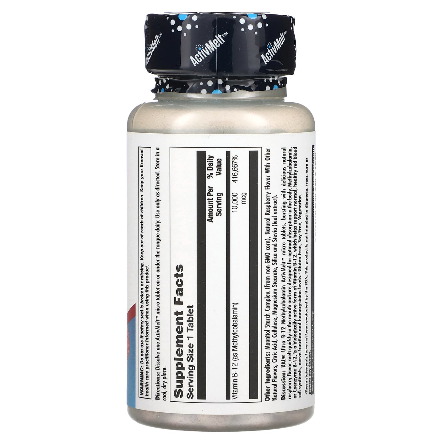 KAL, Ultra B-12 Methylcobalamin, Raspberry, 10,000 mcg, 30 Micro Tablets - Image 2