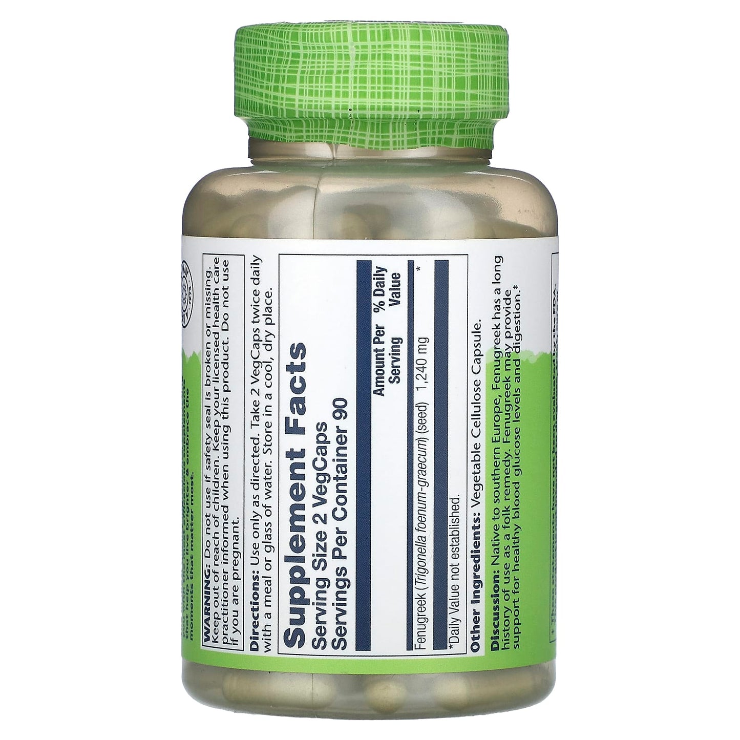 Solaray, True Herbs, Fenugreek, 180 VegCaps (620 mg per Capsule) - Image 2