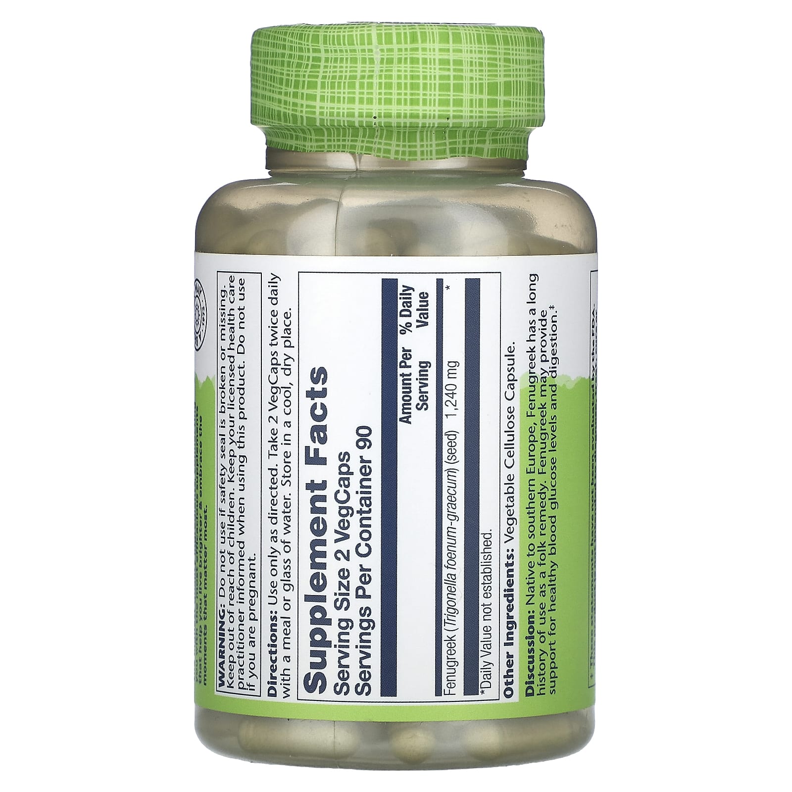 Solaray, True Herbs, Fenugreek, 180 VegCaps (620 mg per Capsule) - Image 2