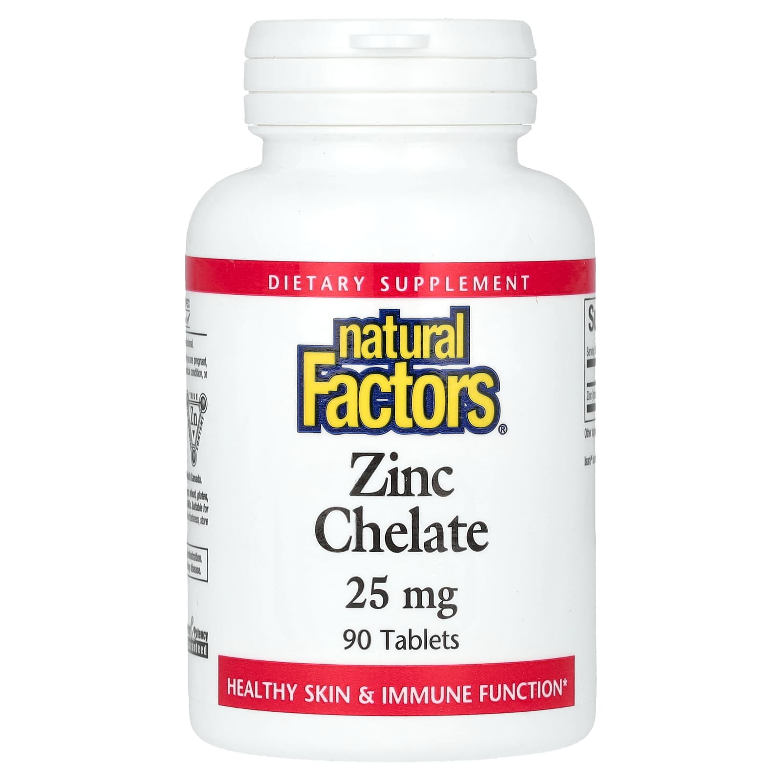 Natural Factors, Zinc Chelate, 25 mg, 90 Tablets - Image 1