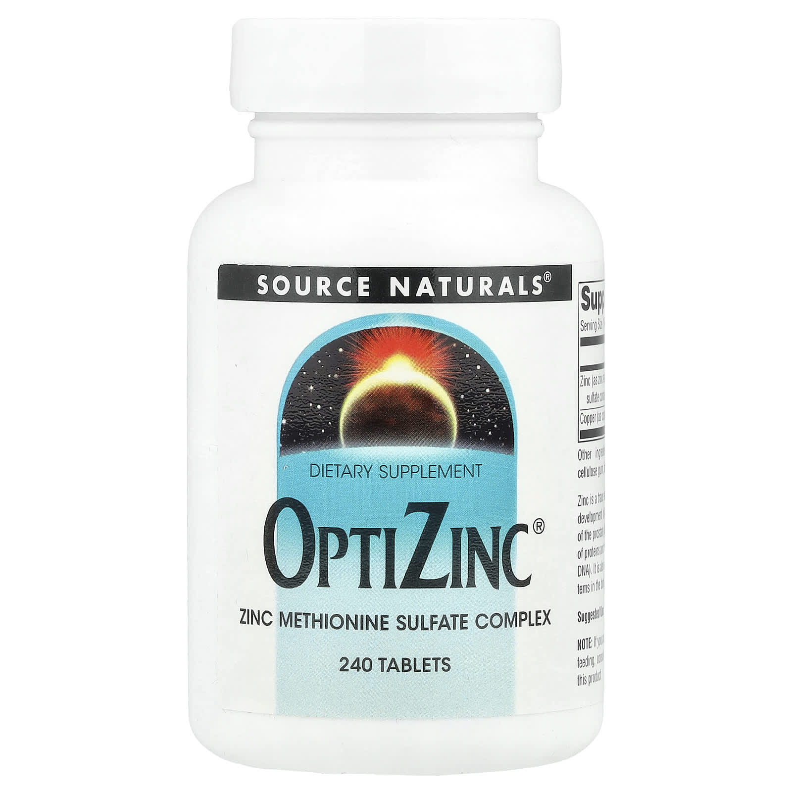 Source Naturals, OptiZinc®, 240 Tablets - Image 1