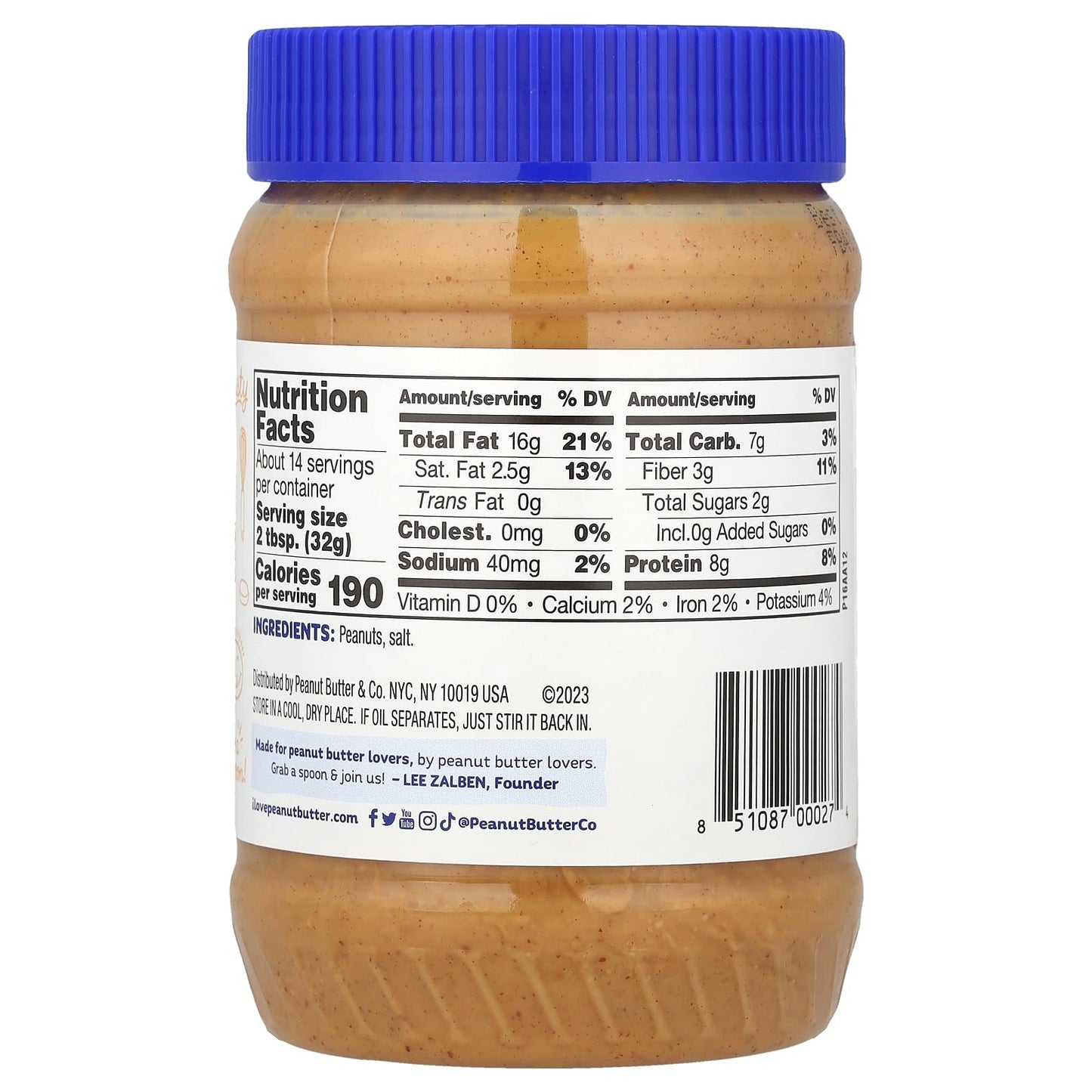 Peanut Butter & Co., Peanut Butter, Old Fashioned Smooth, 16 oz (454 g) - Image 2
