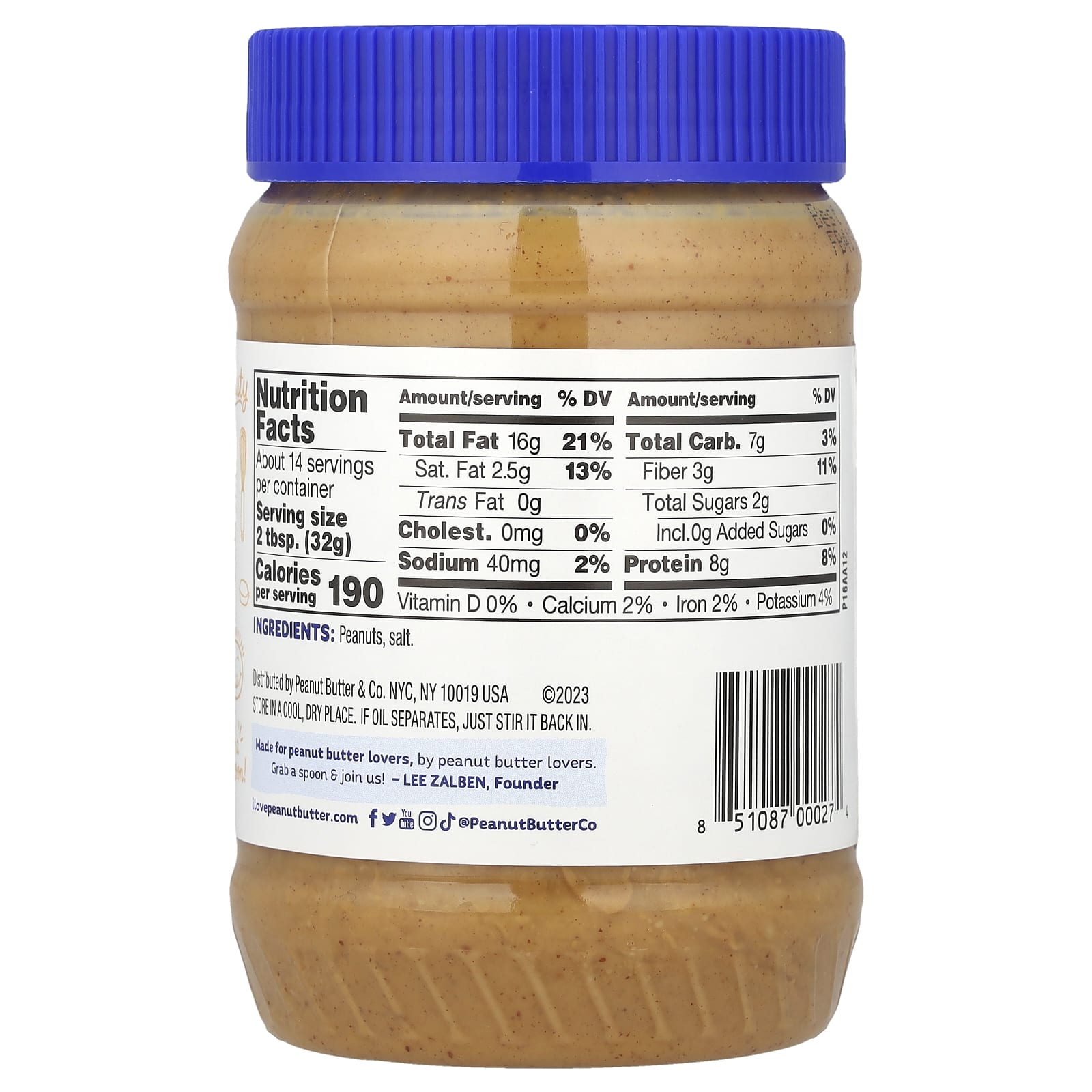 Peanut Butter & Co., Peanut Butter, Old Fashioned Smooth, 16 oz (454 g) - Image 2