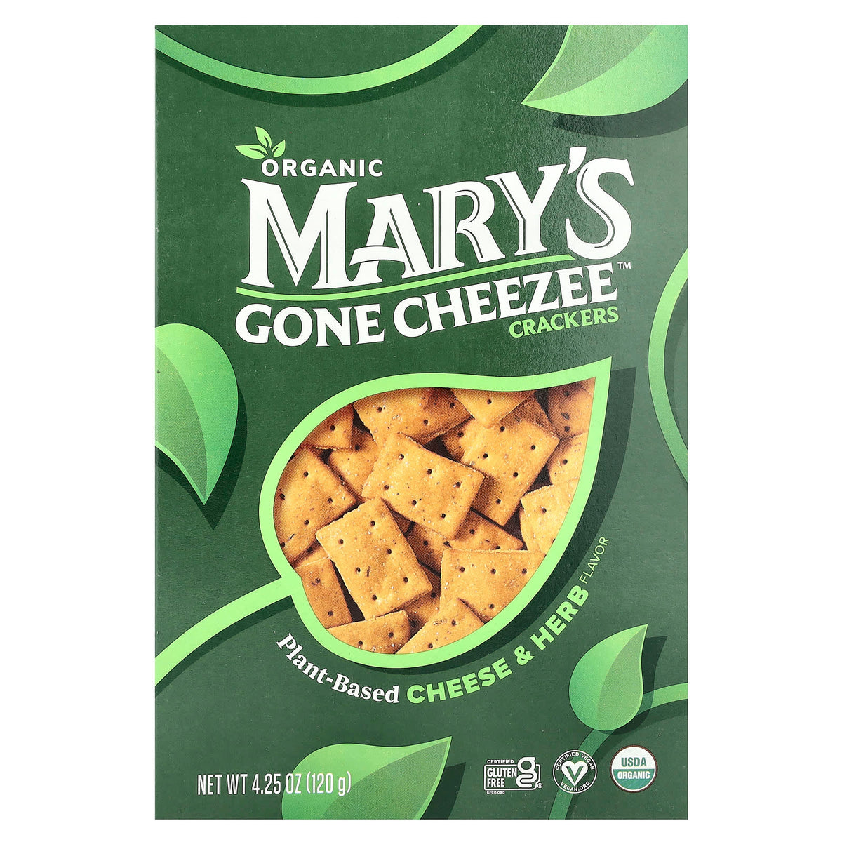 Mary's Gone Crackers, Mary's Gone Cheezee™ Crackers, Plant-Based, Cheese & Herb, 4.25 oz (120 g) - Image 1
