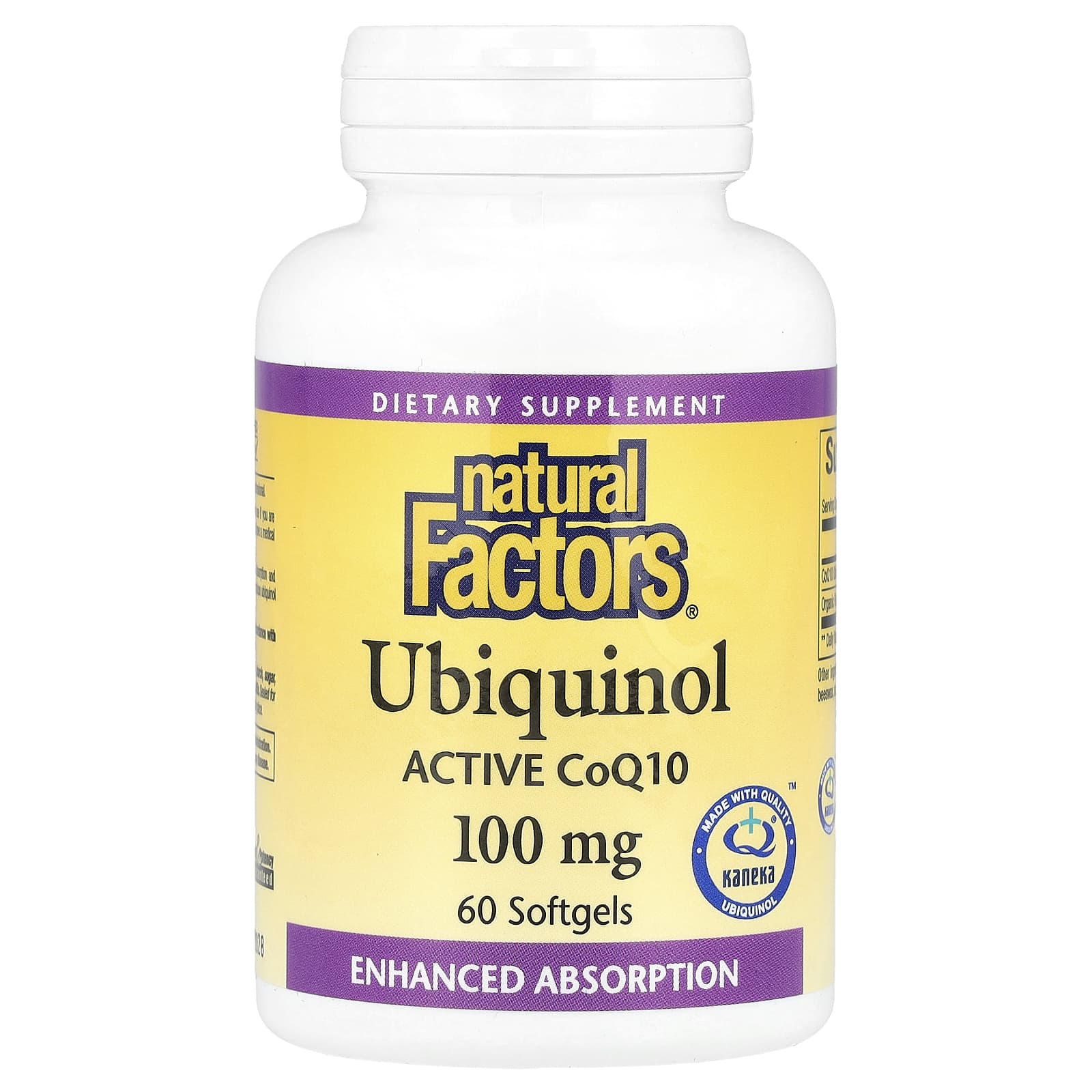 Natural Factors, Ubiquinol, Active CoQ10, 100 mg, 60 Softgels - Image 1