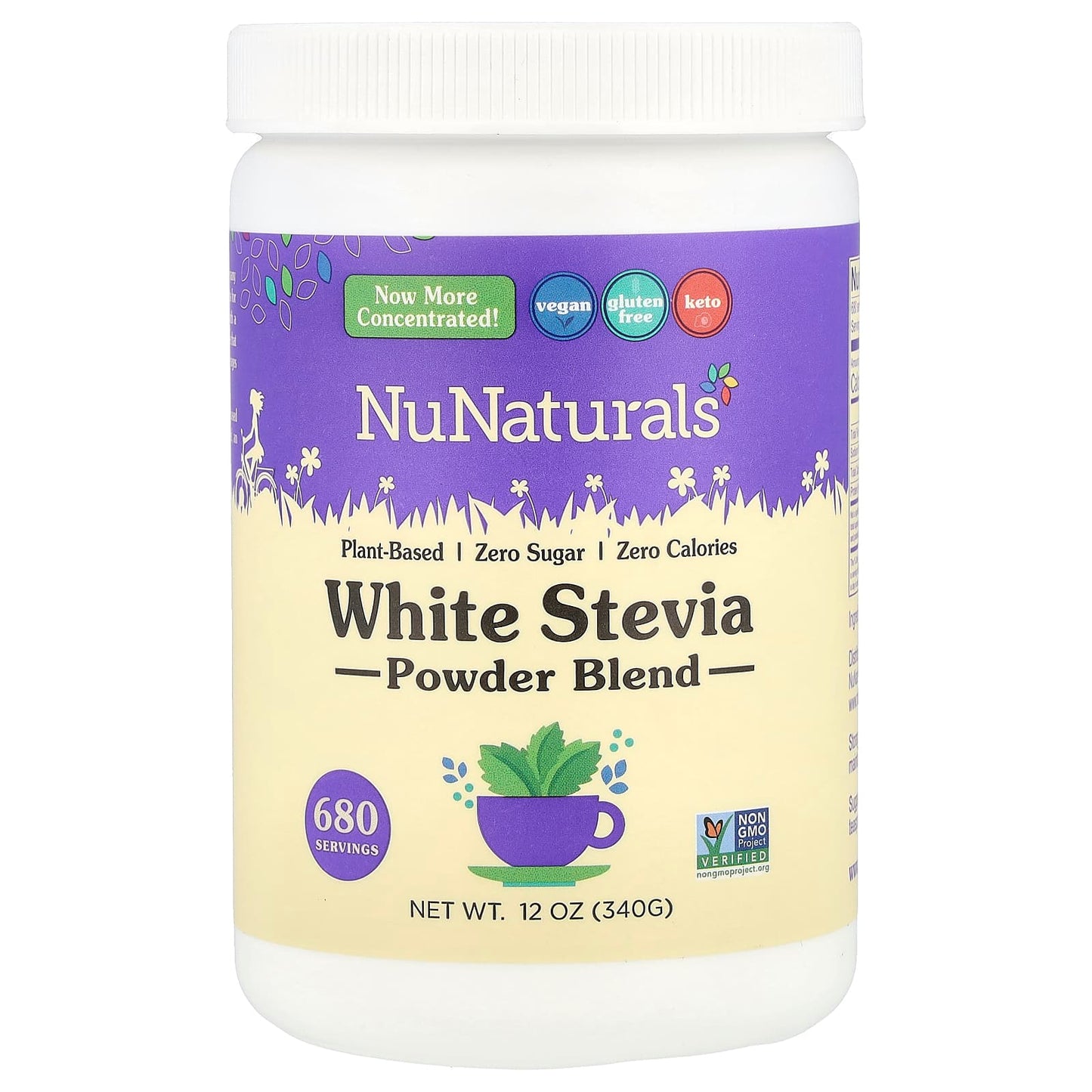 NuNaturals, White Stevia Powder Blend, 12 oz (340 g) - Image 1