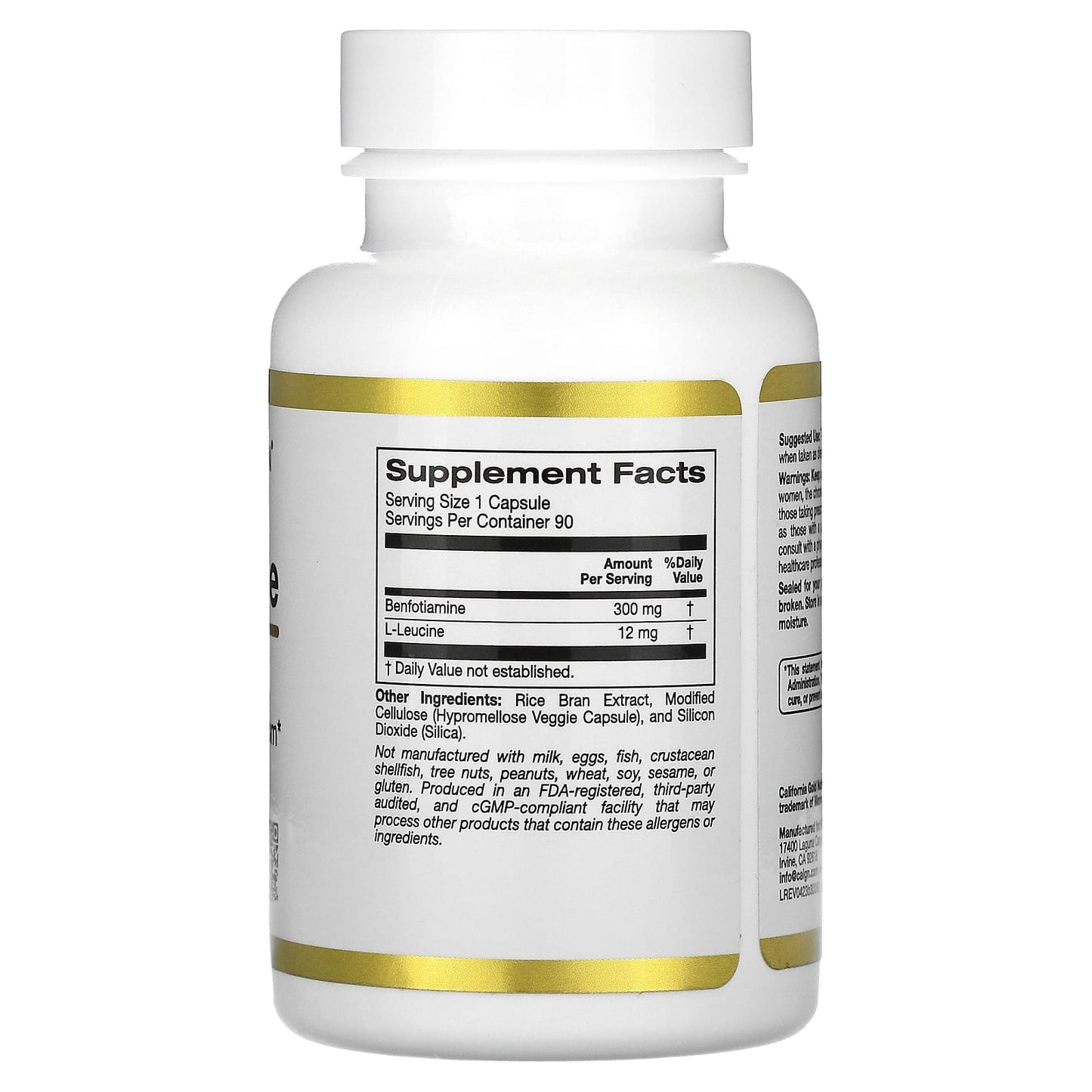 California Gold Nutrition Benfotiamine 300mg, 90 Veggie Capsules | Blood Sugar Support - Image 2