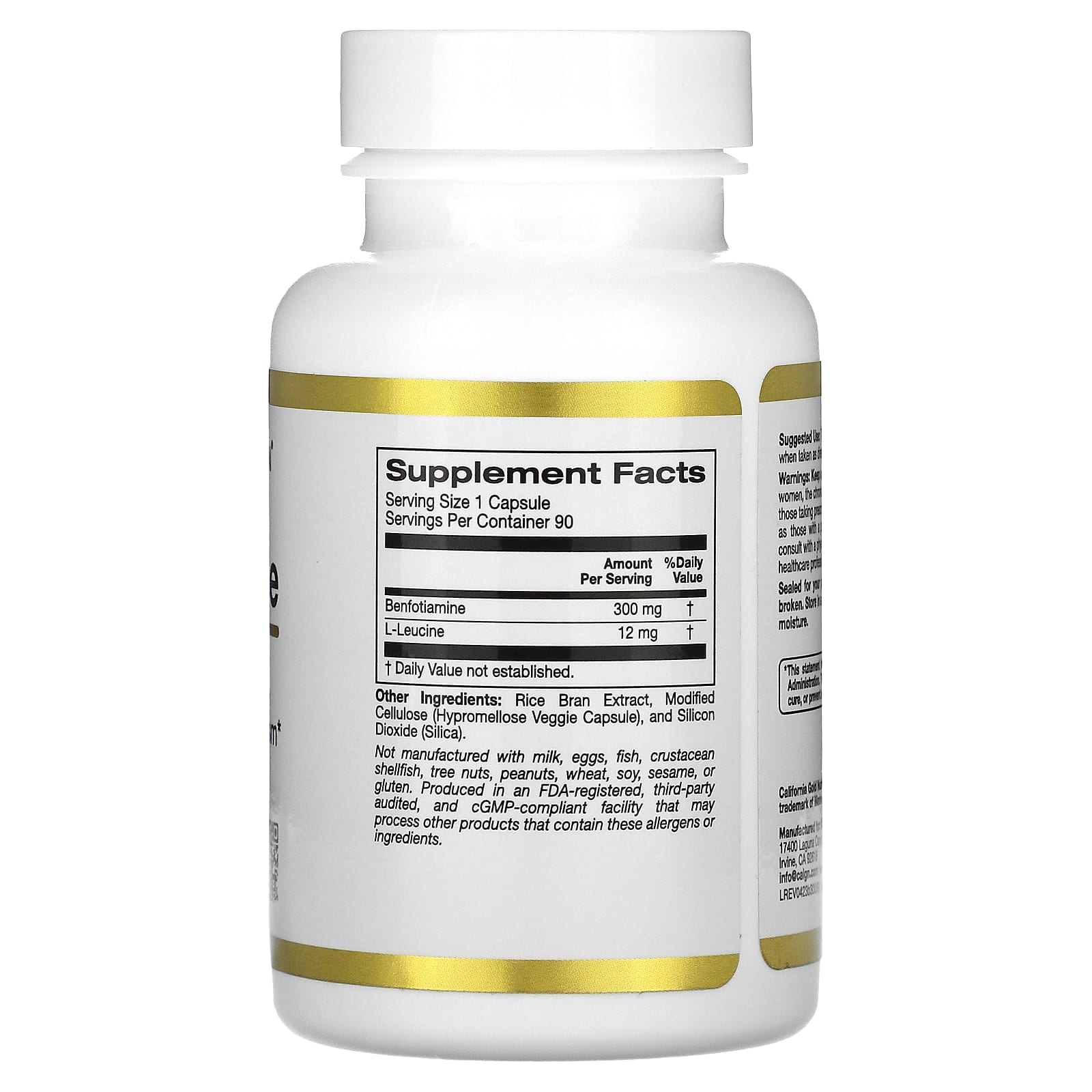 California Gold Nutrition Benfotiamine 300mg, 90 Veggie Capsules | Blood Sugar Support - Image 2