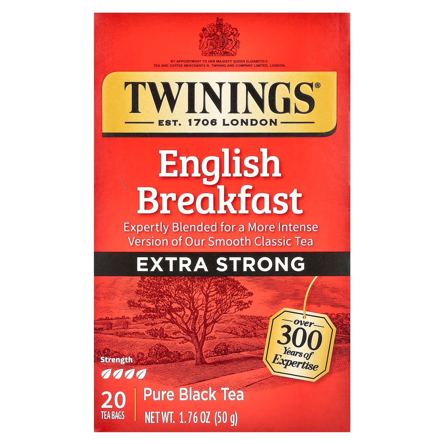 Twinings, Pure Black Tea, English Breakfast, Extra Strong, 20 Tea Bags, 1.76 oz (50 g) - Image 1