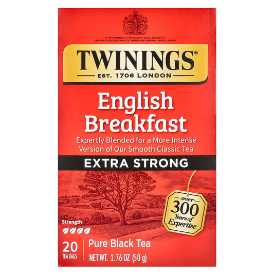 Twinings, Pure Black Tea, English Breakfast, Extra Strong, 20 Tea Bags, 1.76 oz (50 g) - Image 1