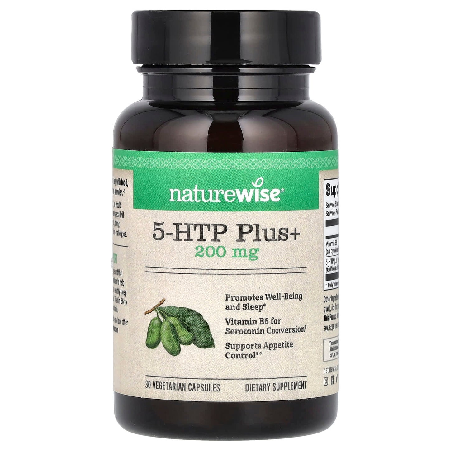 NatureWise, 5-HTP Plus+, 200 mg, 30 Vegetarian Capsules - Image 1