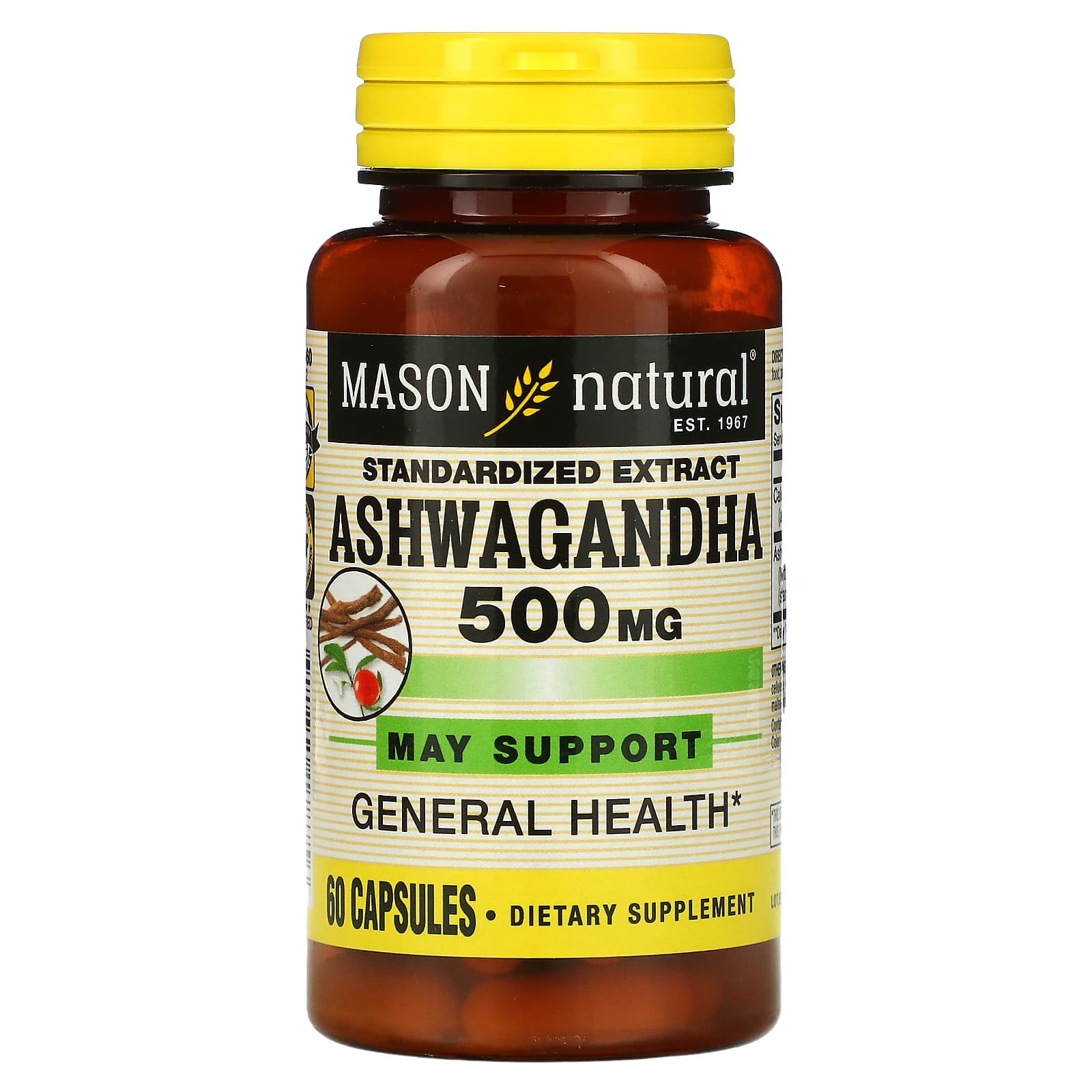 Mason Natural, Standardized Extract Ashwagandha, 60 Capsules - Image 1