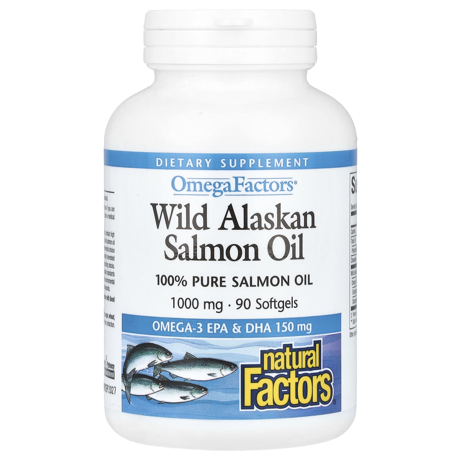 Natural Factors, OmegaFactors, Wild Alaskan Salmon Oil, 1,000 mg, 90 Softgels