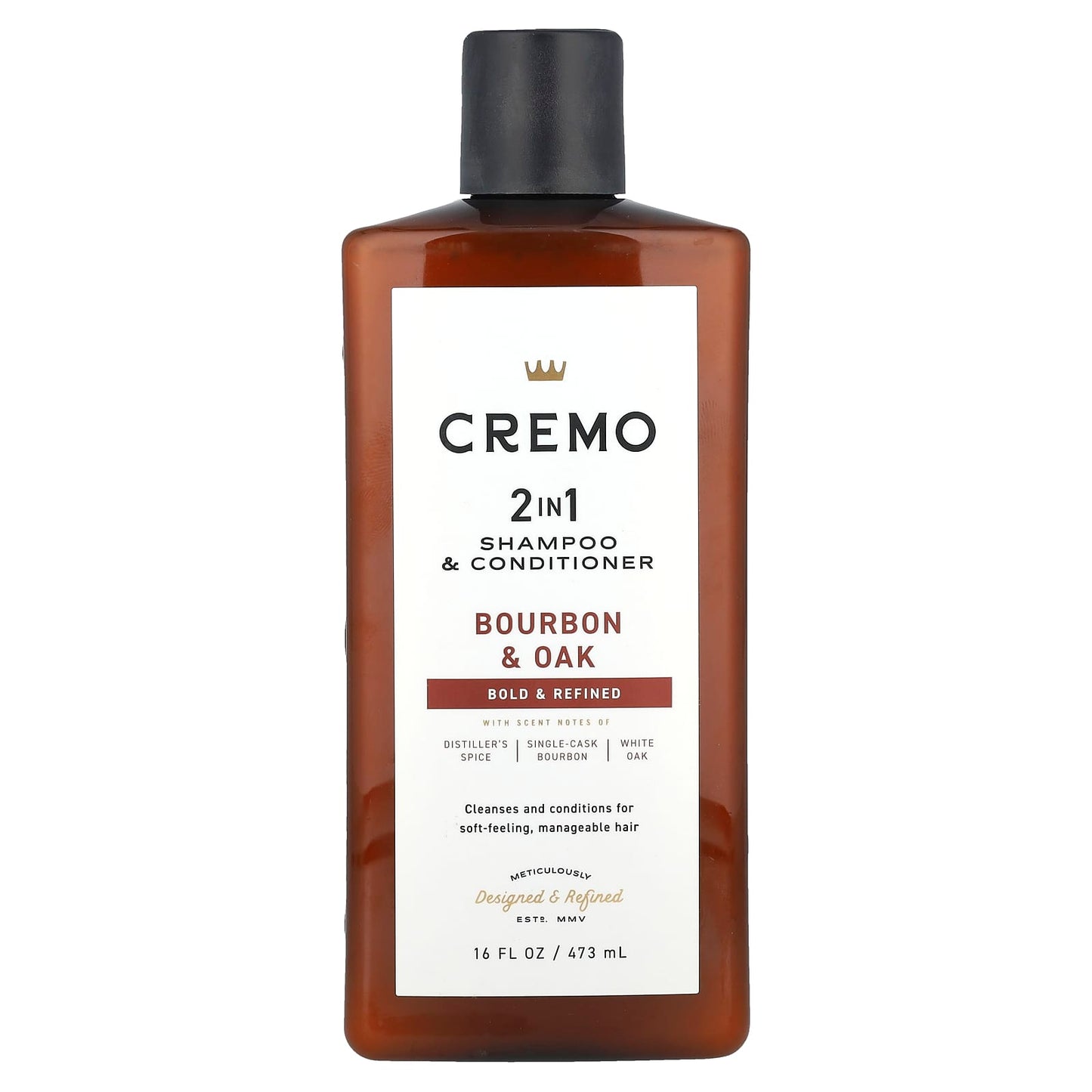 Cremo 2-in-1 Shampoo & Conditioner, Bourbon & Oak, 16 fl oz - Image 1