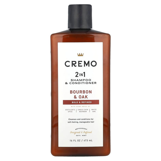 Cremo 2-in-1 Shampoo & Conditioner, Bourbon & Oak, 16 fl oz - Image 1