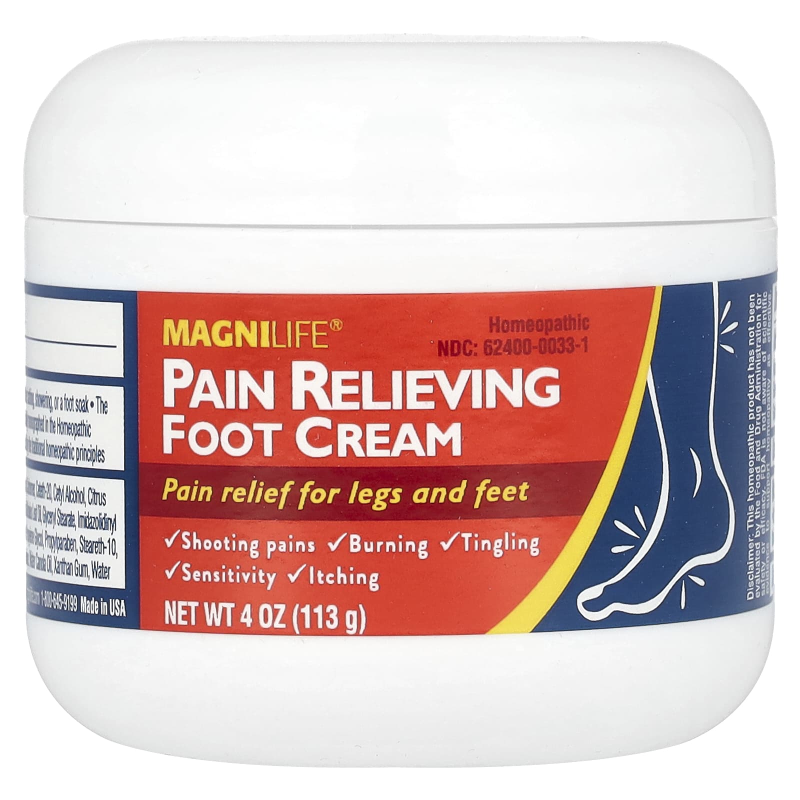 MagniLife, Pain Relieving Foot Cream, 4 oz (113 g) - Image 1