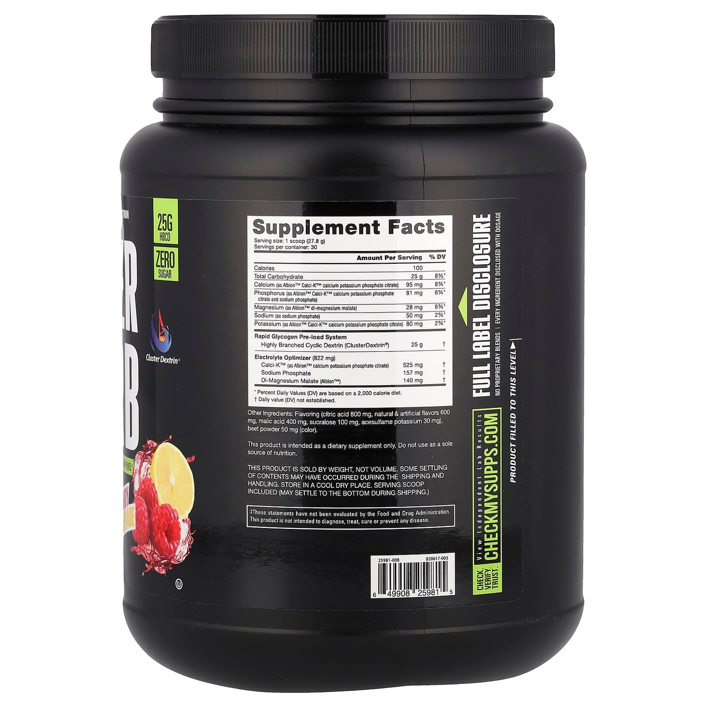 NutraBio, Super Carb, Raspberry Lemonade, 1.8 lb (834 g) - Image 2