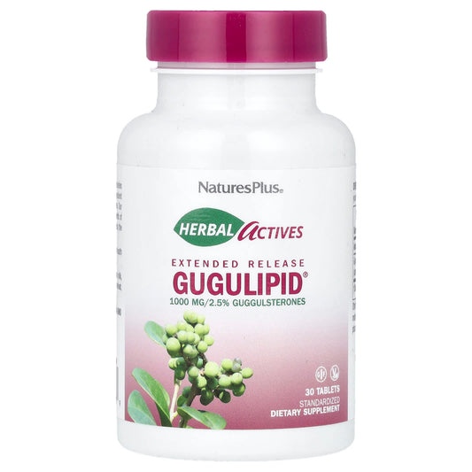 NaturesPlus, Herbal Actives, Gugulipid®, Extended Release, 1,000 mg, 30 Tablets - Image 1