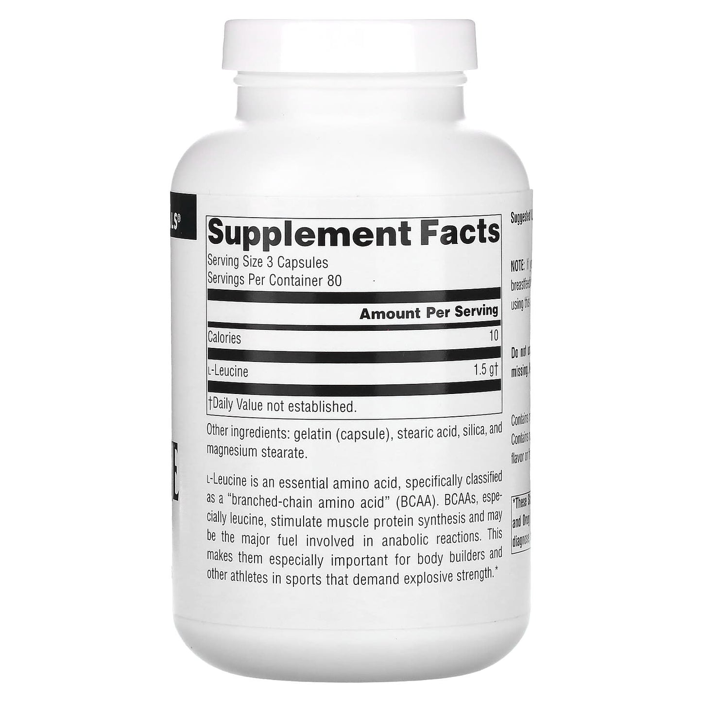 Source Naturals, L-Leucine, 500 mg, 240 Capsules - Image 2